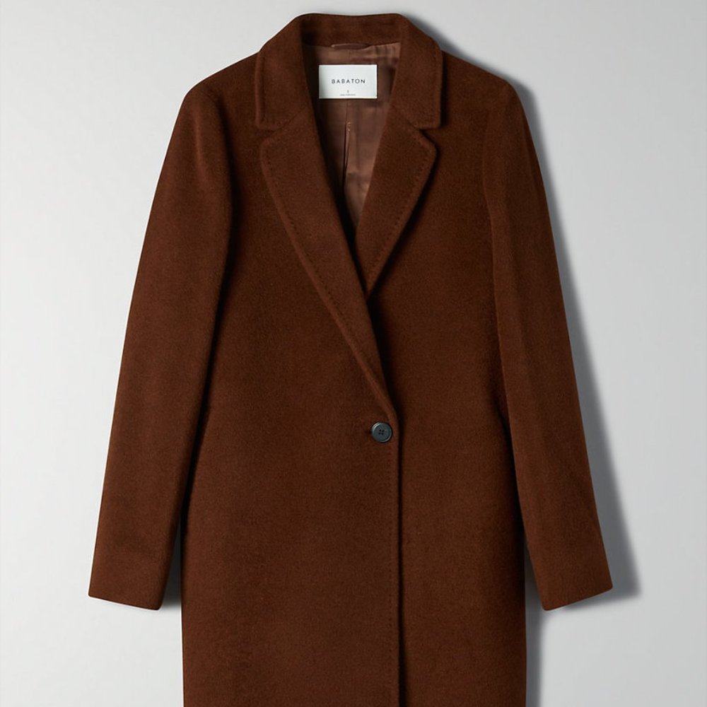 Aritzia Babaton Stedman coat, size S, Woodland Brown camel hair